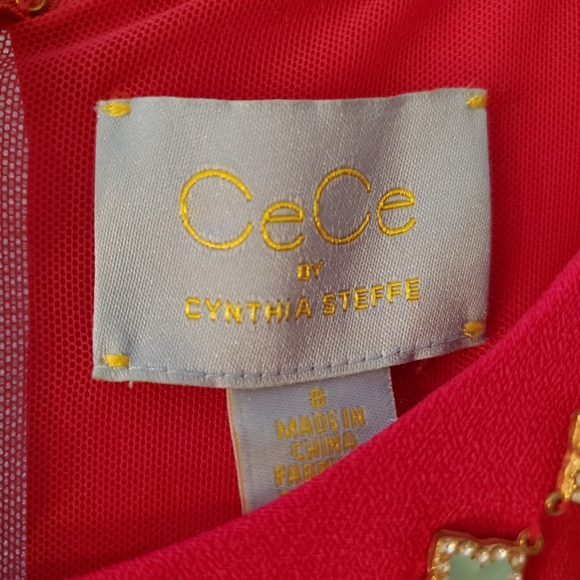 Cut Out Pink Party Dress with Turquoise Accents - Picture 9 of 9